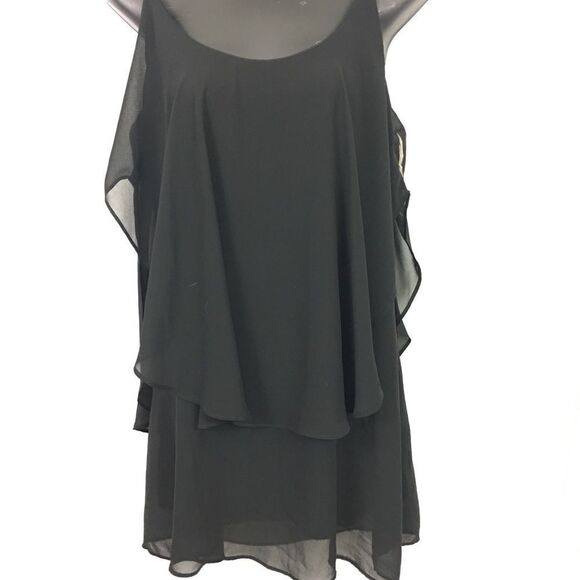 Ragged Glam Works Black Sleeveless Chiffon Dress Size Small - Picture 2 of 7